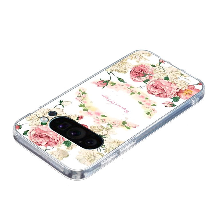 For Google Pixel 9 Case Printed Pattern TPU Phone Cover Scratch-resistant - Rose