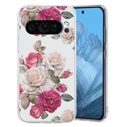 For Google Pixel 9 Case Printed Pattern TPU Phone Cover Scratch-resistant - Peony