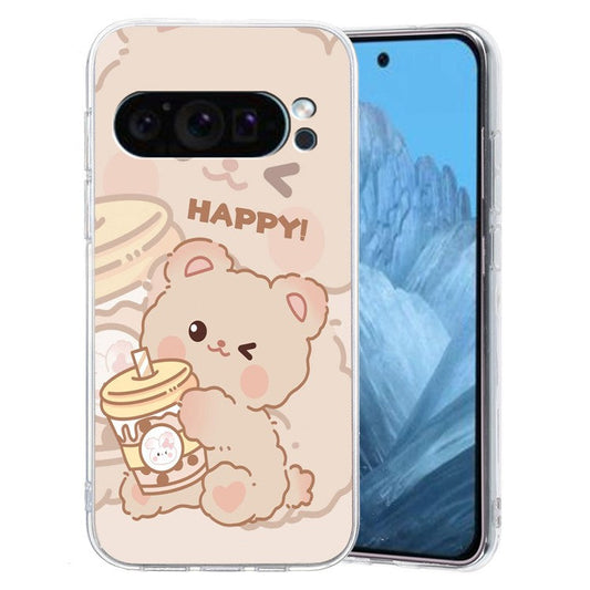 For Google Pixel 9 Case Printed Pattern TPU Phone Cover Scratch-resistant - Bear
