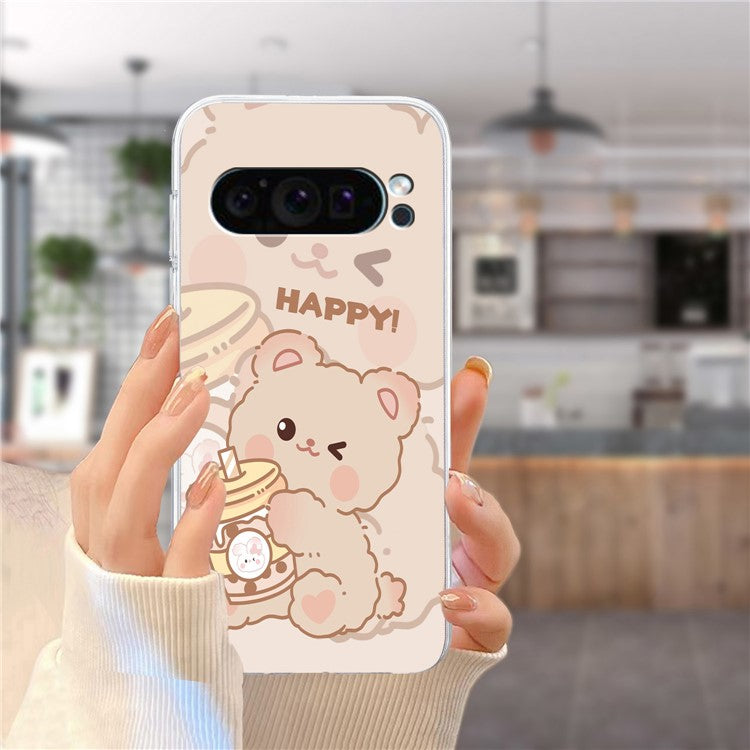 For Google Pixel 9 Case Printed Pattern TPU Phone Cover Scratch-resistant - Bear