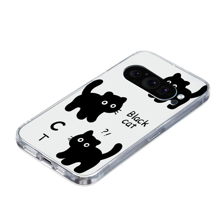 For Google Pixel 9 Case Printed Pattern TPU Phone Cover Scratch-resistant - Black Cat
