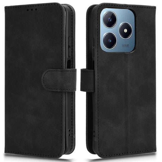 For Realme C63 4G / C61 4G Case Skin-Touch PU Leather Flip Wallet Phone Cover - Black