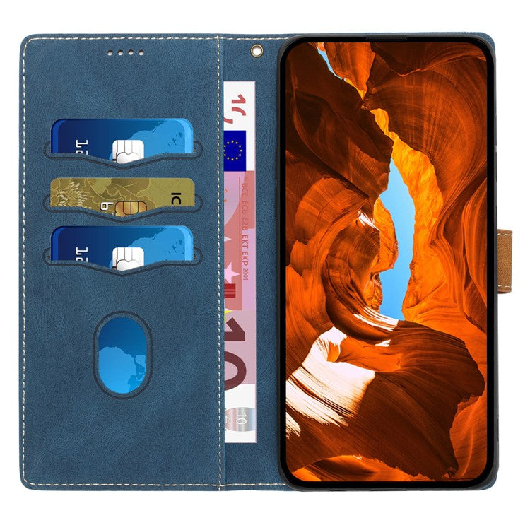 For Google Pixel 9 / 9 Pro Case Grid Splicing Wallet Card Slots PU Leather Phone Cover - Blue