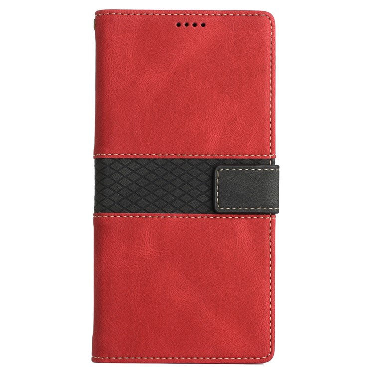For Google Pixel 8a Wallet Case Grid Splicing Phone Leather Cover - Red