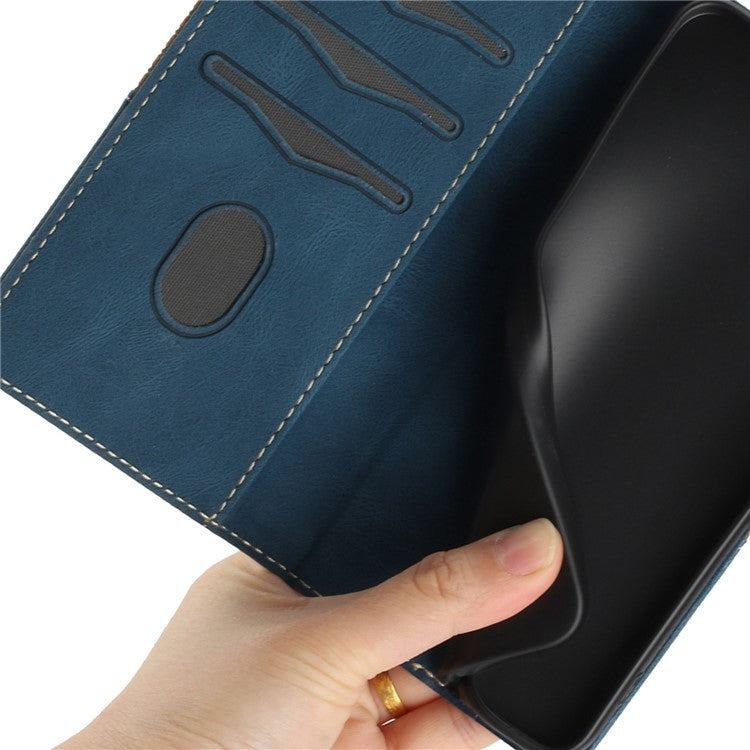 For Google Pixel 8a Wallet Case Grid Splicing Phone Leather Cover - Blue