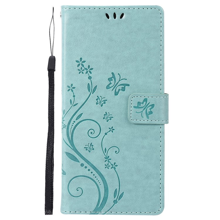 For Samsung Galaxy M55 5G / C55 5G / F55 5G Case Wallet Butterfly Floral PU Leather Phone Cover - Baby Blue
