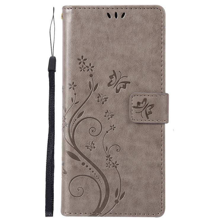 For Samsung Galaxy M55 5G / C55 5G / F55 5G Case Wallet Butterfly Floral PU Leather Phone Cover - Grey