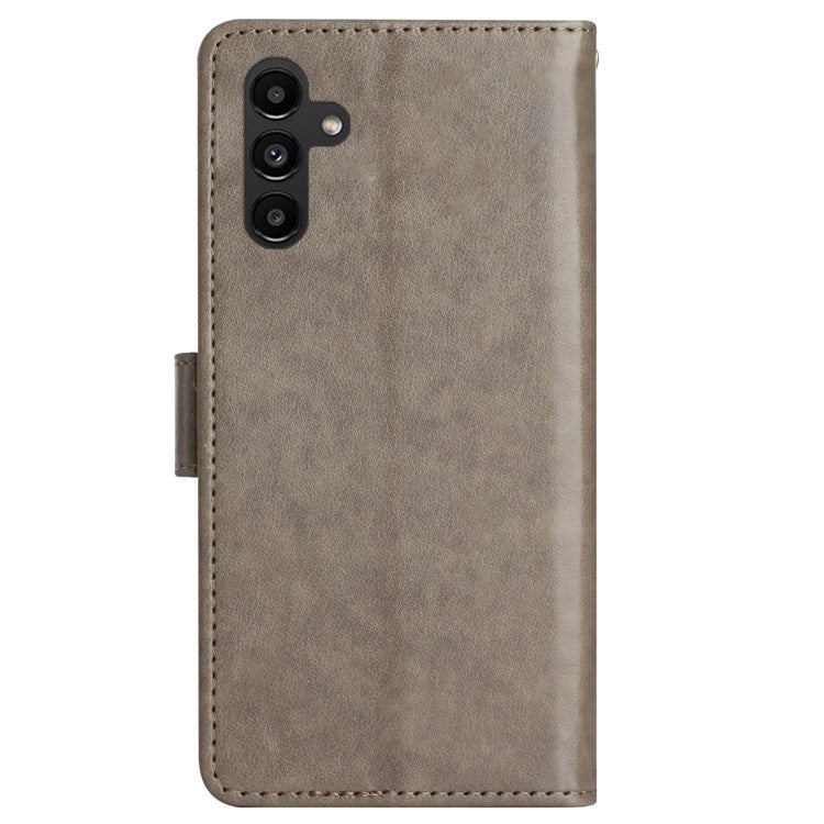 For Samsung Galaxy M55 5G / C55 5G / F55 5G Case Wallet Butterfly Floral PU Leather Phone Cover - Grey