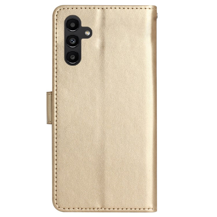 For Samsung Galaxy M55 5G / C55 5G / F55 5G Case Wallet Butterfly Floral PU Leather Phone Cover - Gold