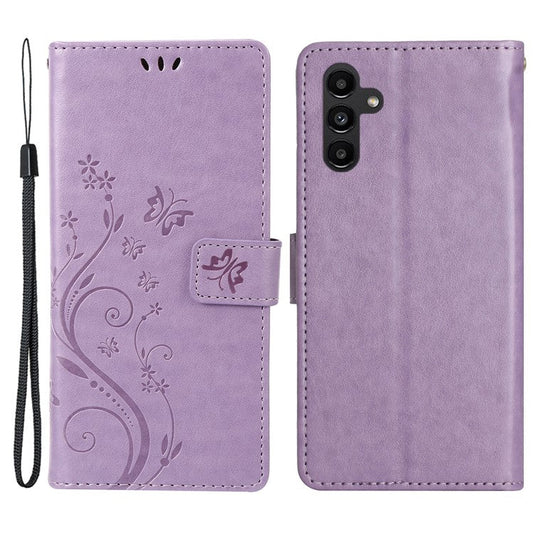 For Samsung Galaxy M55 5G / C55 5G / F55 5G Case Wallet Butterfly Floral PU Leather Phone Cover - Light Purple