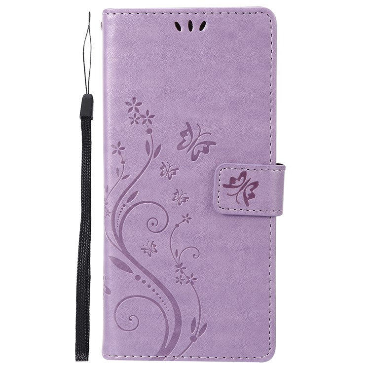 For Samsung Galaxy M55 5G / C55 5G / F55 5G Case Wallet Butterfly Floral PU Leather Phone Cover - Light Purple