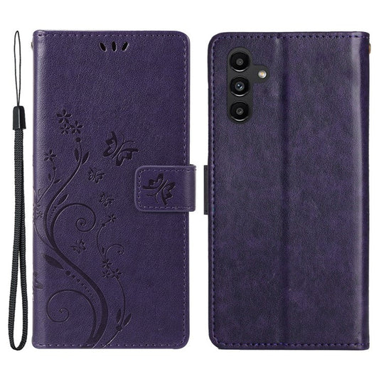 For Samsung Galaxy M55 5G / C55 5G / F55 5G Case Wallet Butterfly Floral PU Leather Phone Cover - Dark Purple