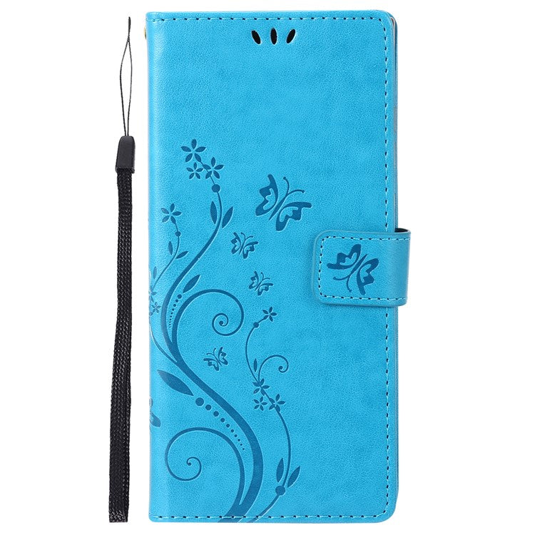 For Samsung Galaxy M55 5G / C55 5G / F55 5G Case Wallet Butterfly Floral PU Leather Phone Cover - Blue