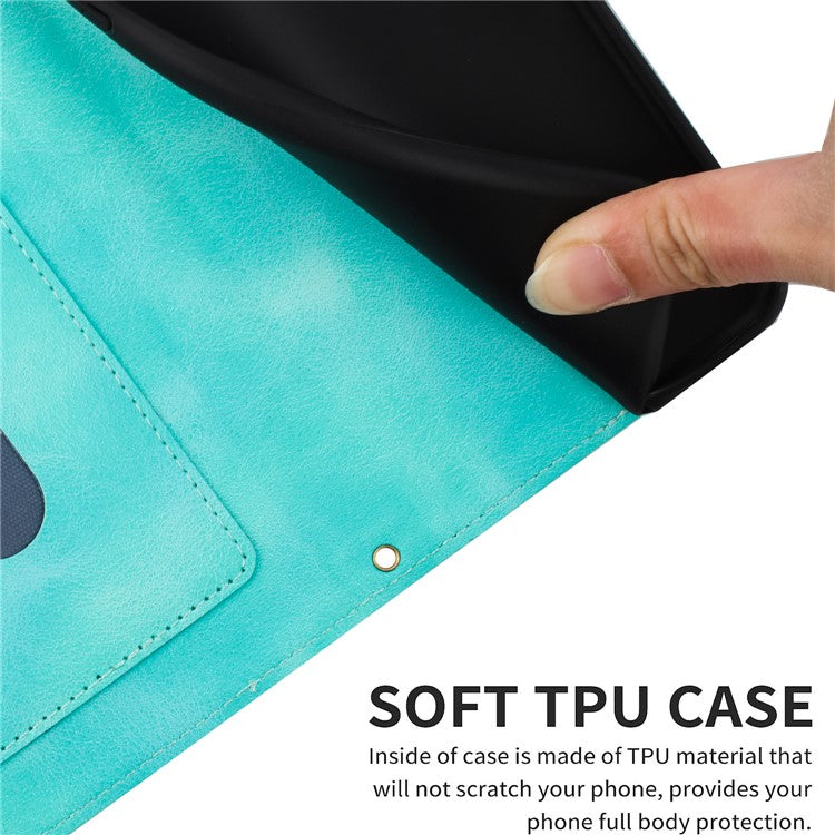 For iPhone 16e Case PU Leather Floral Phone Cover with Card Slots - Green