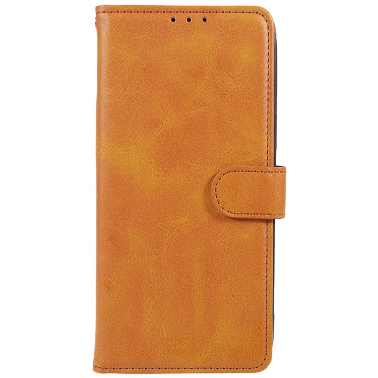 For Realme C63 4G Case Leather Calf Texture Phone Cover Cash and Card Holder Wallet - Khaki