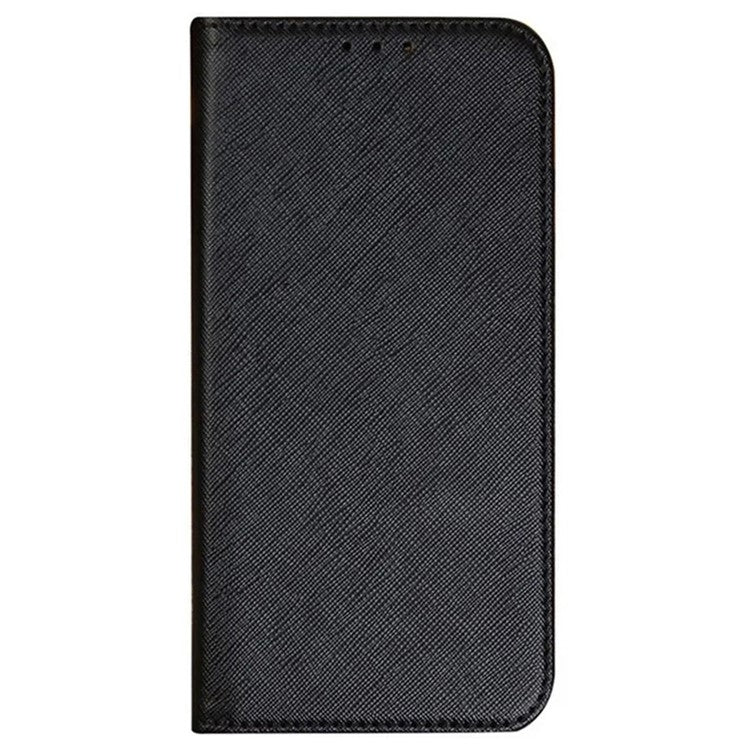 For Realme C63 4G Case Leather Strong Magnetic Closure Phone Cover Cross Texture - Black