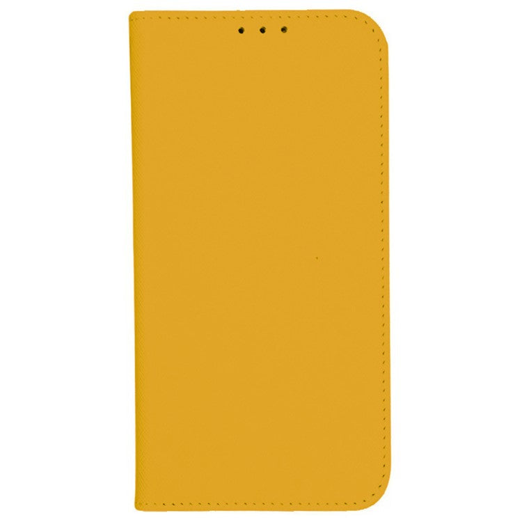 For Realme C63 4G Case Leather Strong Magnetic Closure Phone Cover Cross Texture - Yellow