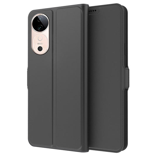 For vivo S19 5G Case with TPU Shockproof Shell Leather Phone Cover - Black