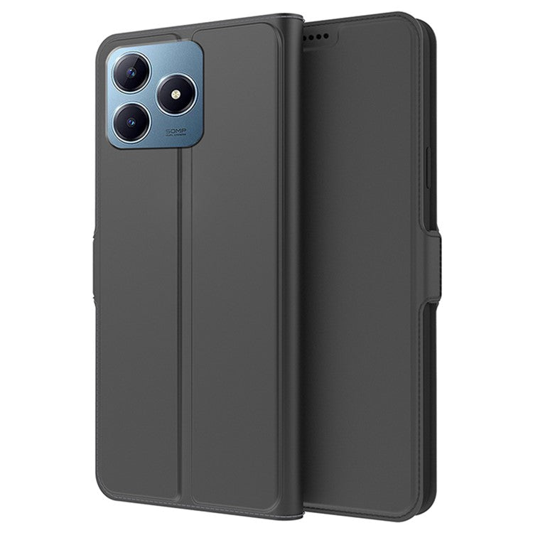 For Realme C63 4G / C61 4G / Narzo N63 4G Case Leather Phone Cover Horizontal Viewing Stand - Black