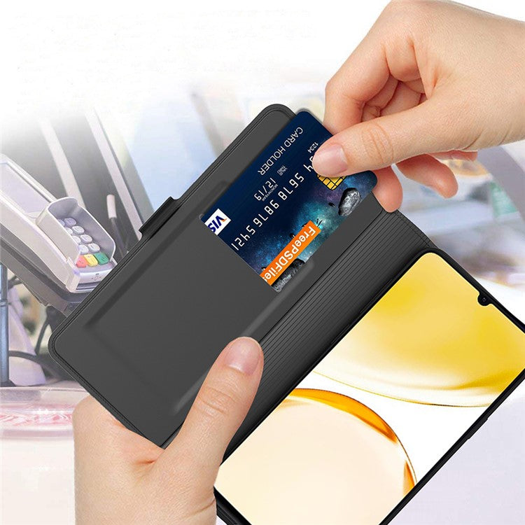 For Realme C63 4G / C61 4G / Narzo N63 4G Case Leather Phone Cover Horizontal Viewing Stand - Black