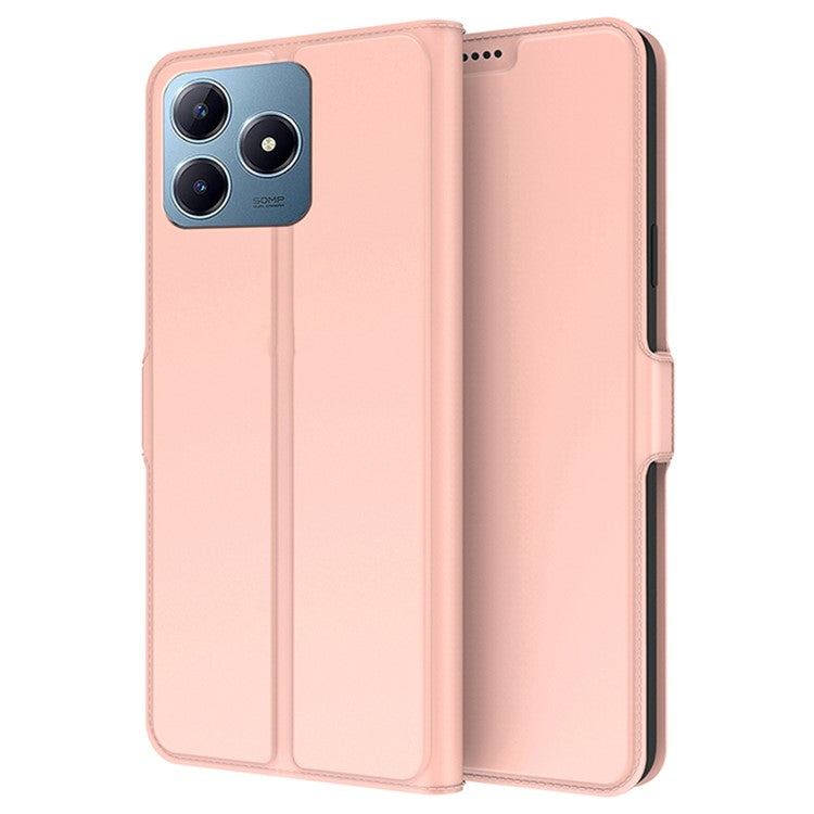 For Realme C63 4G / C61 4G / Narzo N63 4G Case Leather Phone Cover Horizontal Viewing Stand - Rose Gold