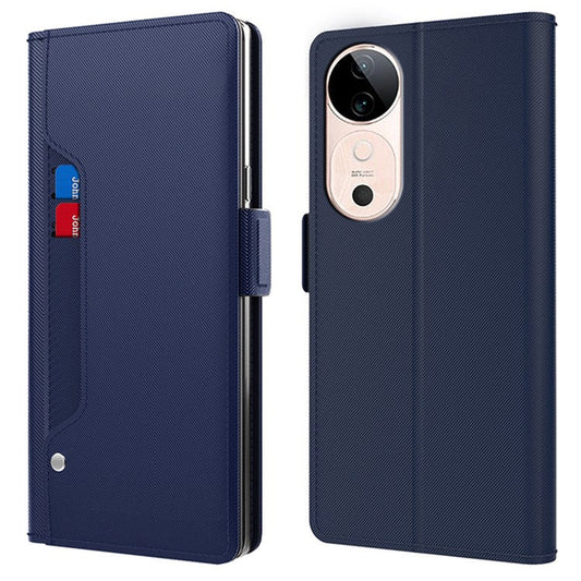For vivo S19 5G Case Mirror Design TPU + PU Leather Protective Flip Cover - Blue