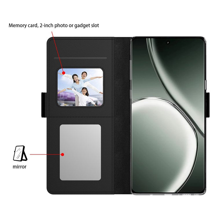 For Realme C63 4G / C61 4G / Narzo N63 4G Case with Mirror PU Leather Phone Cover Credit Card Holder - Black