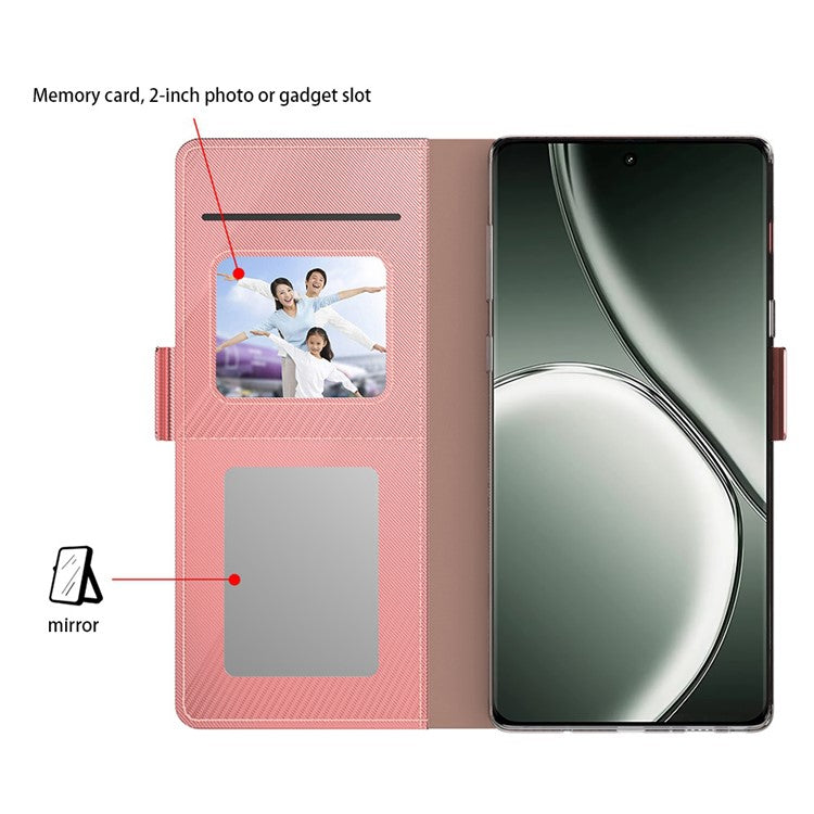 For Realme C63 4G / C61 4G / Narzo N63 4G Case with Mirror PU Leather Phone Cover Credit Card Holder - Rose Gold