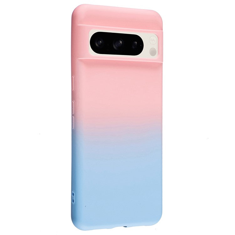 For Google Pixel 8 Pro Case TPU Shockproof Phone Cover Aesthetic Gradient Color - Pink+Blue