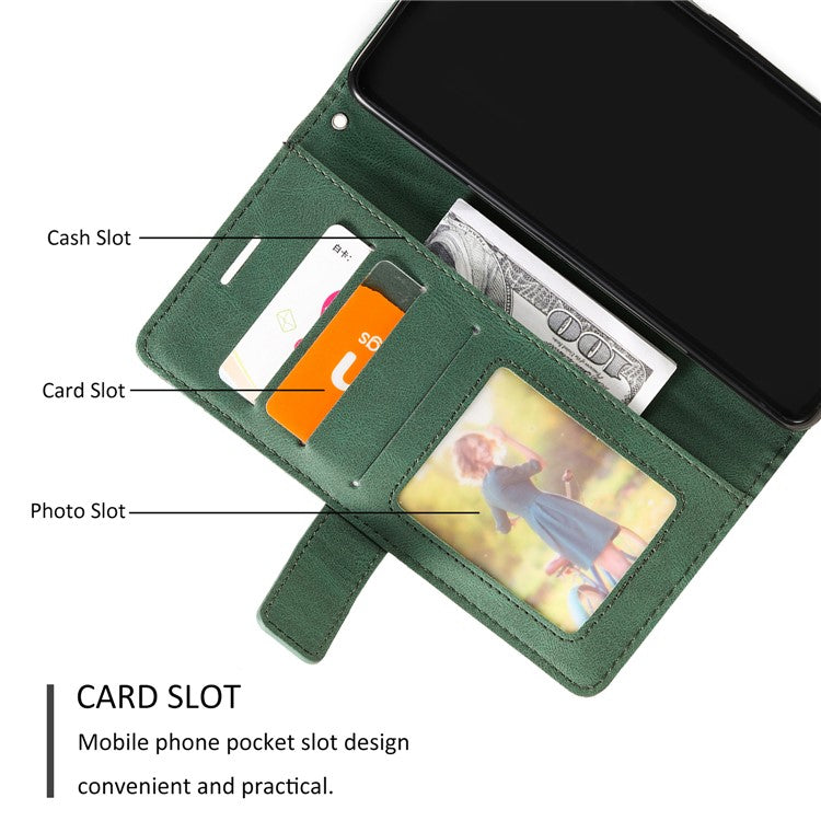 For iPhone 16 Case Imprinted Lines PU Leather Wallet Splicing Phone Cover - Green