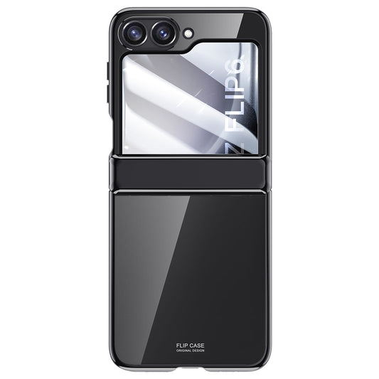 For Samsung Galaxy Z Flip6 5G Case PC+Acrylic Hinge Protection Phone Cover with Rear Small Film - Black
