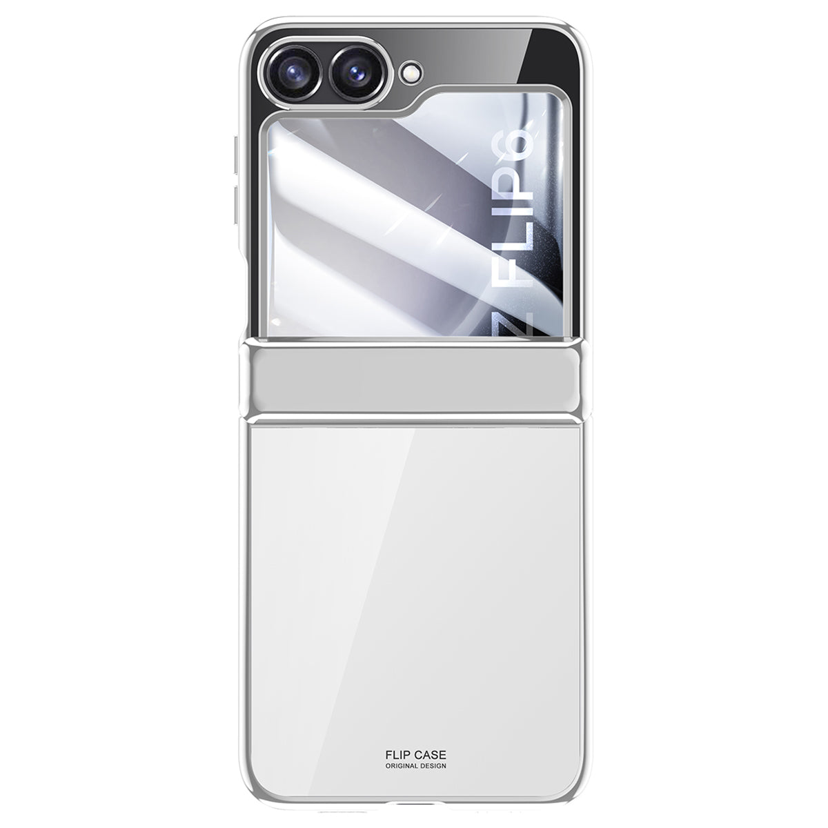 For Samsung Galaxy Z Flip6 5G Case PC+Acrylic Hinge Protection Phone Cover with Rear Small Film - Silver