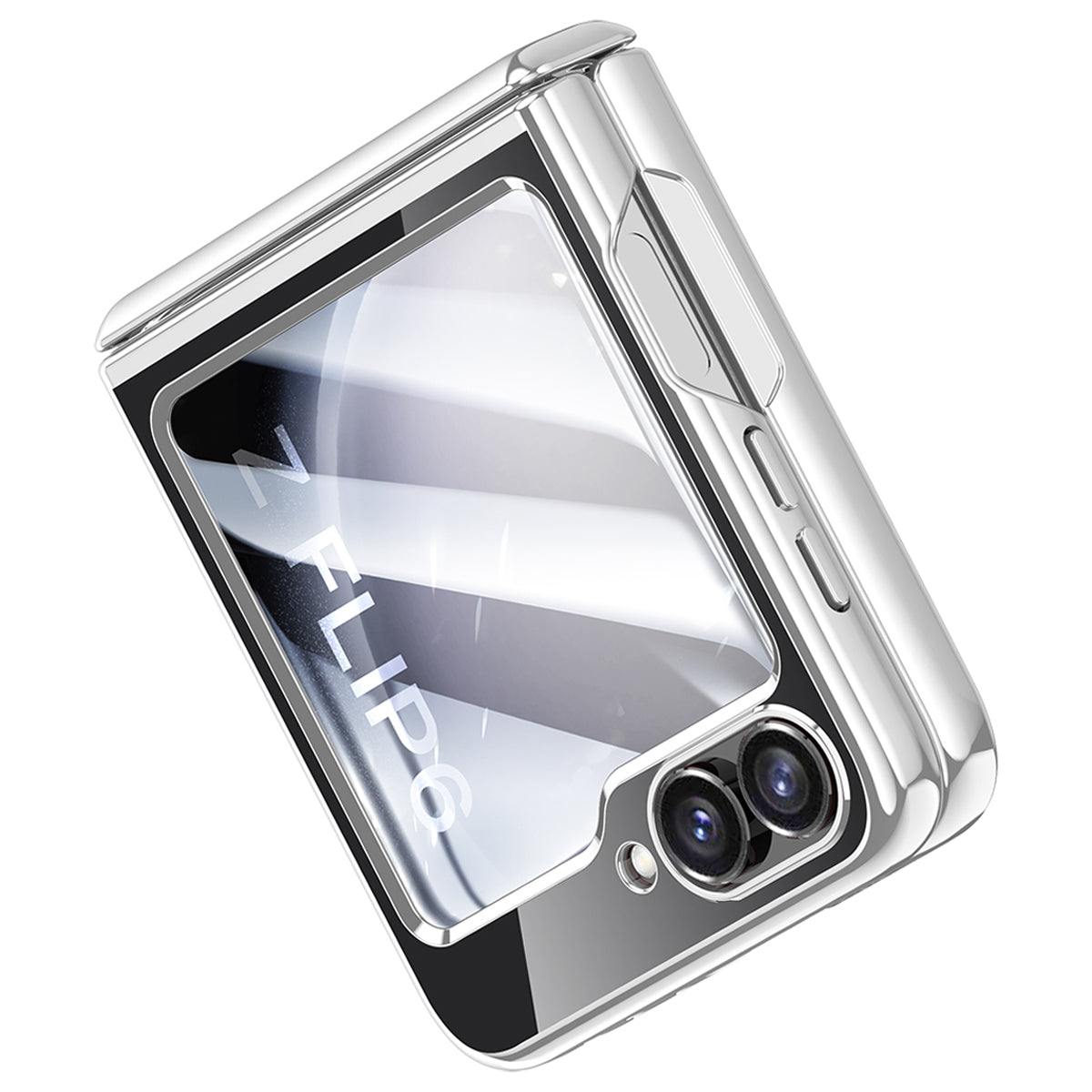 For Samsung Galaxy Z Flip6 5G Case PC+Acrylic Hinge Protection Phone Cover with Rear Small Film - Silver