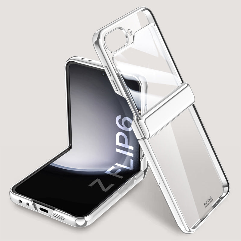 For Samsung Galaxy Z Flip6 5G Case PC+Acrylic Hinge Protection Phone Cover with Rear Small Film - Silver