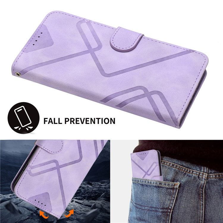 YX0040 For Oppo Reno12 5G (Global) / Reno12 Pro 5G (Global) Leather Case Geometry Phone Cover - Light Purple