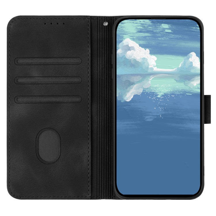 YX0040 For Oppo A60 4G Case Wallet Geometric Phone Leather Cover with Hand Strap - Black