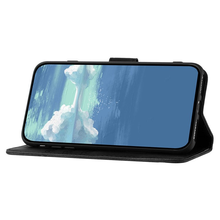 YX0040 For Oppo A60 4G Case Wallet Geometric Phone Leather Cover with Hand Strap - Black