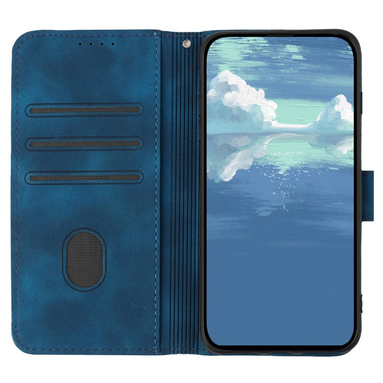 YX0040 For Oppo A60 4G Case Wallet Geometric Phone Leather Cover with Hand Strap - Sapphire