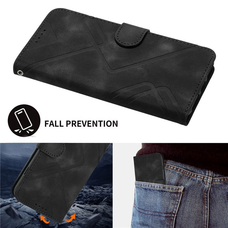 YX0040 For TECNO Camon 30 4G / 5G Case Wallet Card Slots Geometry Leather Phone Cover - Black