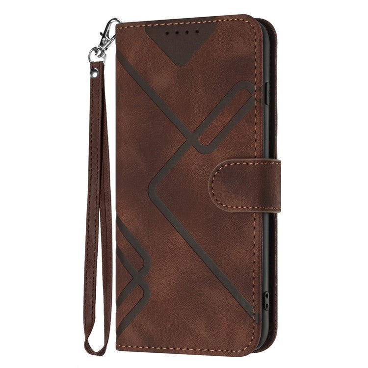 YX0040 For TECNO Camon 30 4G / 5G Case Wallet Card Slots Geometry Leather Phone Cover - Coffee