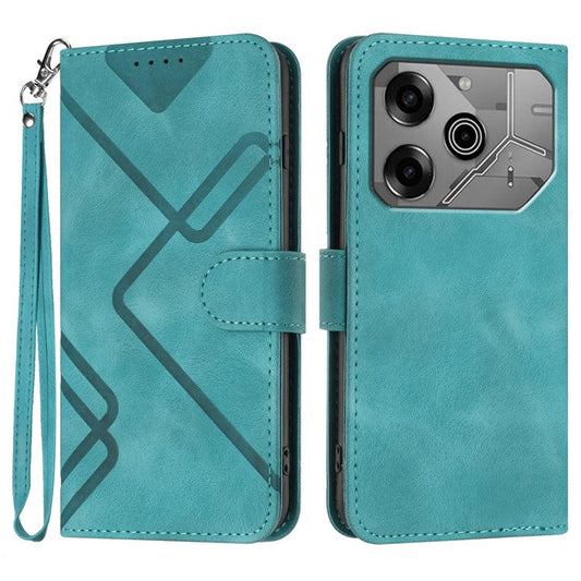 YX0040 For TECNO Pova 6 5G / Pova 6 Pro 5G Leather Case Geometry Phone Cover - Baby Blue