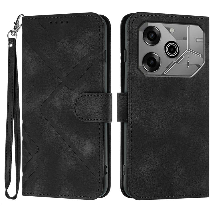 YX0040 For TECNO Pova 6 5G / Pova 6 Pro 5G Leather Case Geometry Phone Cover - Black