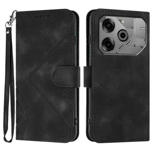 YX0040 For TECNO Pova 6 5G / Pova 6 Pro 5G Leather Case Geometry Phone Cover - Black