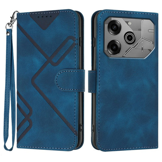 YX0040 For TECNO Pova 6 5G / Pova 6 Pro 5G Leather Case Geometry Phone Cover - Sapphire