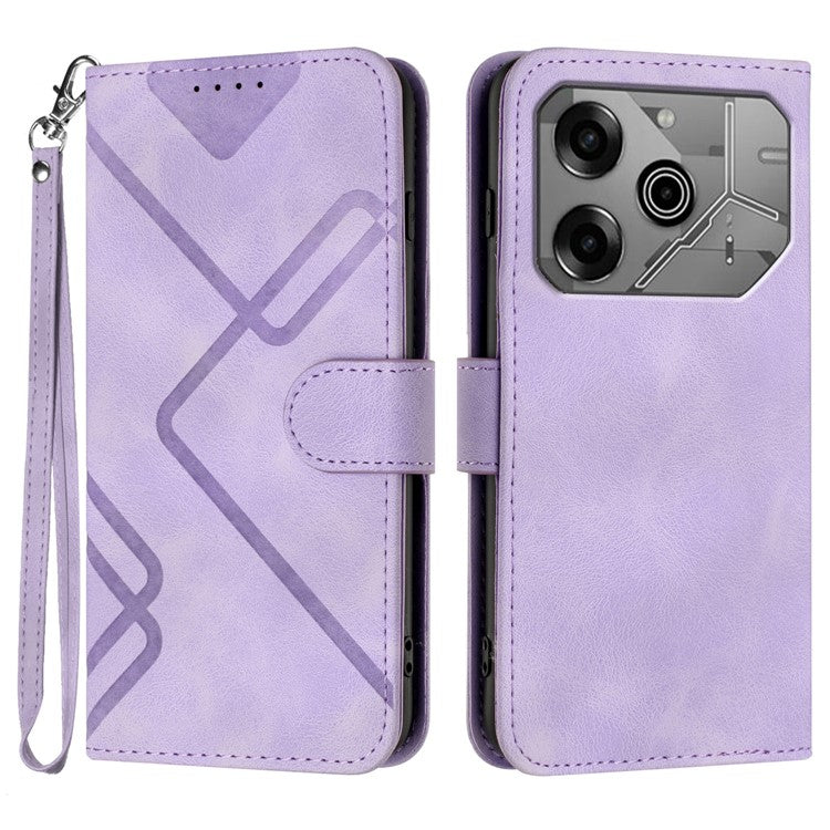 YX0040 For TECNO Pova 6 5G / Pova 6 Pro 5G Leather Case Geometry Phone Cover - Light Purple