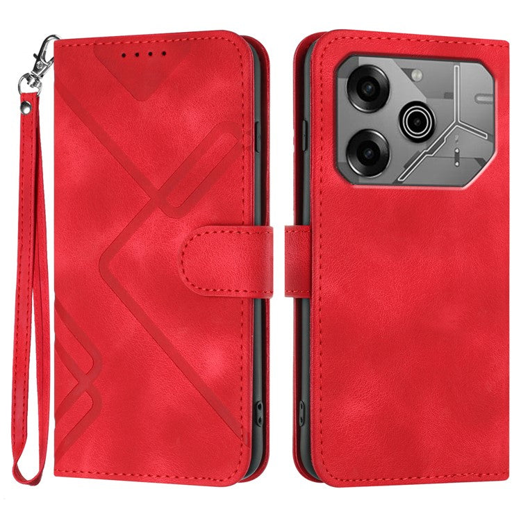YX0040 For TECNO Pova 6 5G / Pova 6 Pro 5G Leather Case Geometry Phone Cover - Red