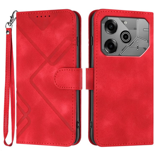 YX0040 For TECNO Pova 6 5G / Pova 6 Pro 5G Leather Case Geometry Phone Cover - Red