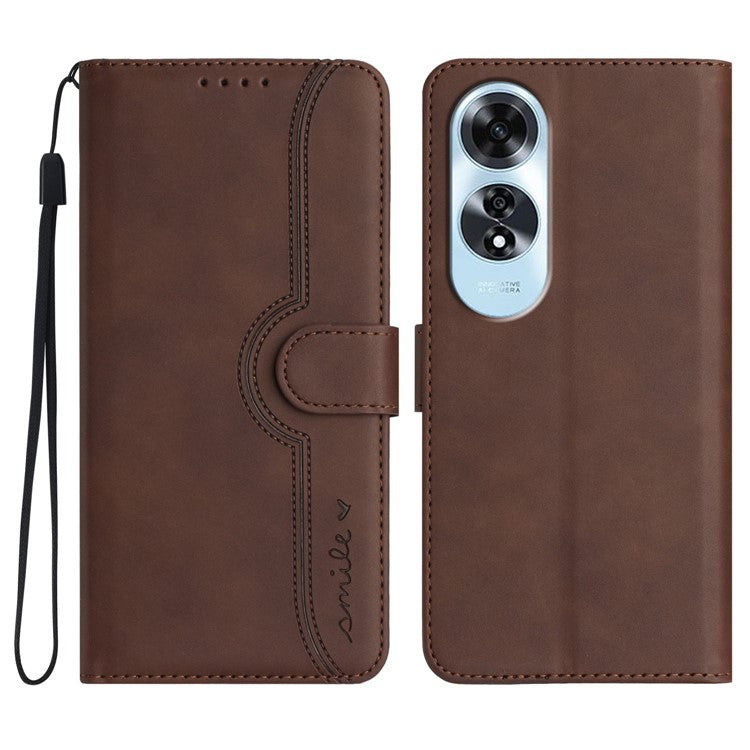 YX0030 For Oppo A60 4G Case Leather Phone Cover Stand Function - Coffee