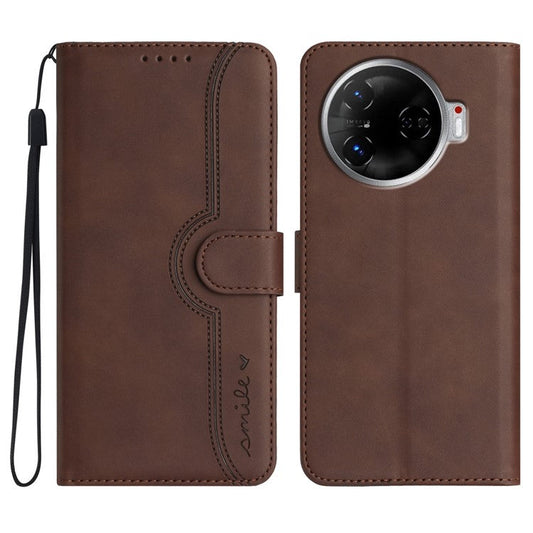 YX0030 For TECNO Camon 30 4G / 5G Case Leather Phone Cover Wallet Stand Design - Coffee
