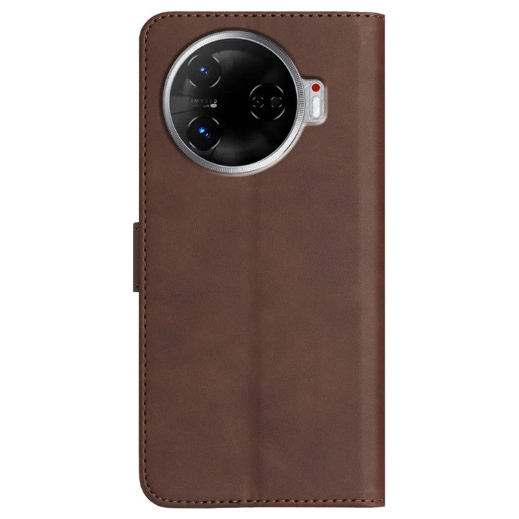 YX0030 For TECNO Camon 30 4G / 5G Case Leather Phone Cover Wallet Stand Design - Coffee